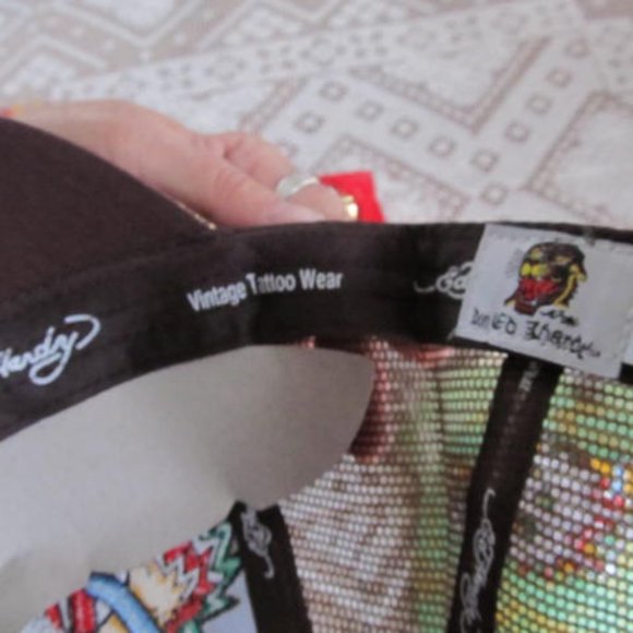 NWT Ed Hardy Trucker Hat Vintage Ed Hardy GREEN Traucker Hat Baseball Cap